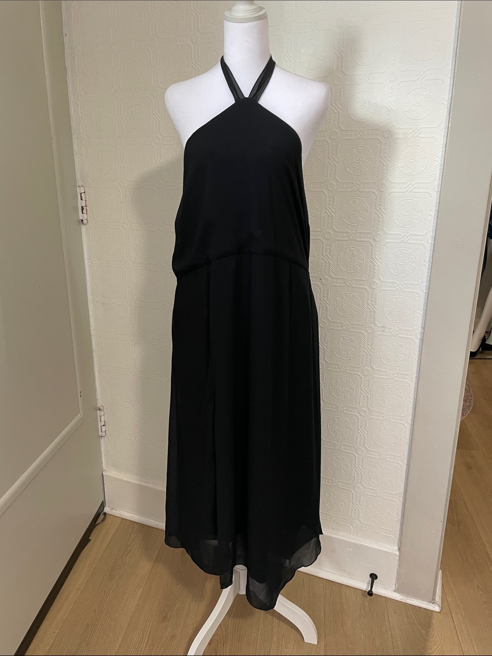 Wild Fable Black Halter Cross-Back Midi Dress
